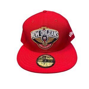 New Era 59FIFTY New Orleans Pelicans Fitted Hat Red NBA - Size 7 1/2 - New